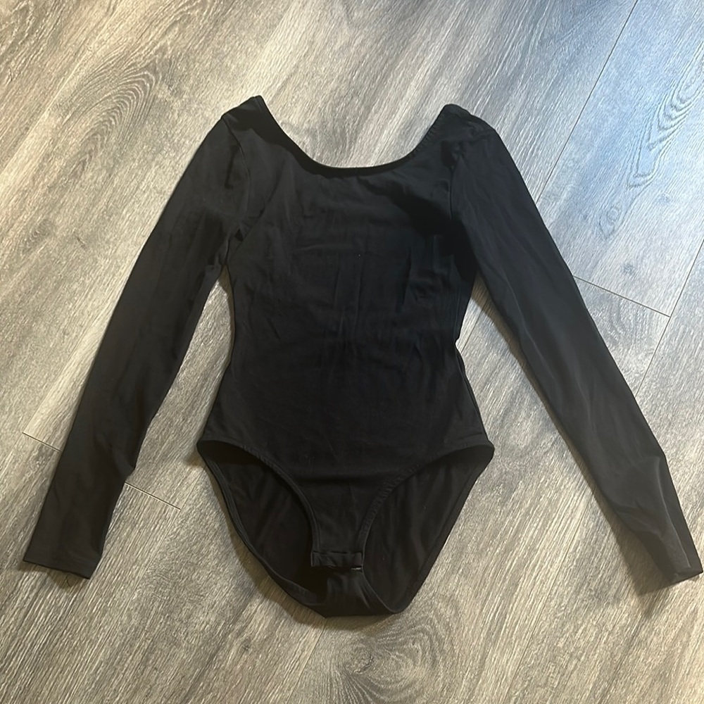 💕BOGO💕 Divided H&M black ballet low back bodysuit long sleeve